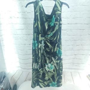 Connected Apparel Women Career Formal Pleated Waist Faux Wrap Size 6 Dress